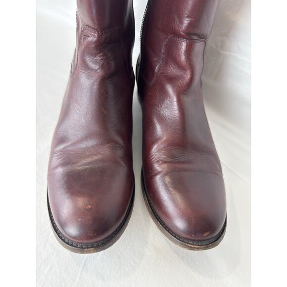 Frye Melissa Button Short Burgundy Leather Side Zip Booties Women’s Size 11B - Picture 5 of 13